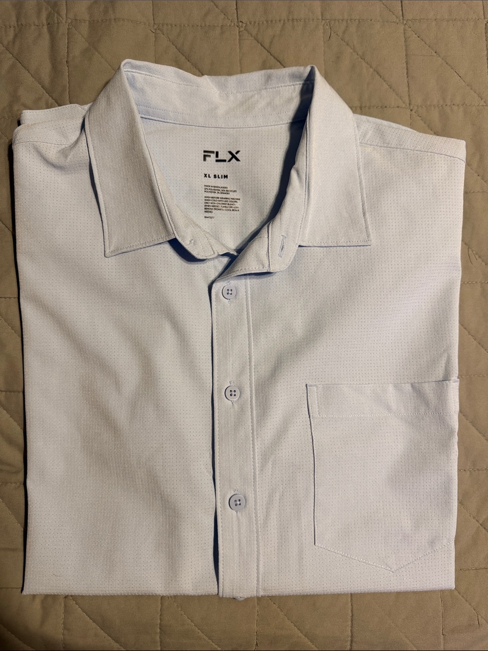 FLX Men’s Tech Mesh Slim Fit Light Blue Long Sleeve Button Down Dress Shirt